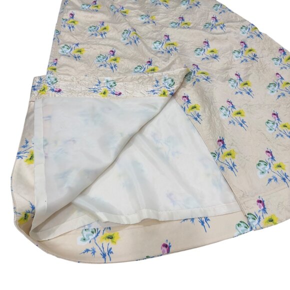 Ganni Floral Crinkled Satin Off-Shoulder Slit Maxi Dress Bell Sleeves Size 36 - Picture 7 of 16